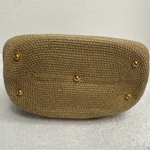 Eric Javits Women Tan Brown Rattan Flap Shoulder Purse Bag Boho Coastal Tropical - Picture 5 of 16